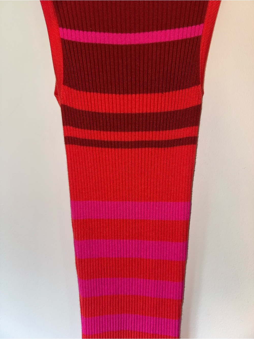 Evereve Abbie Ribbed Striped Midi Sweater Dress Red Pink Sleeveless XS - Picture 2 of 6